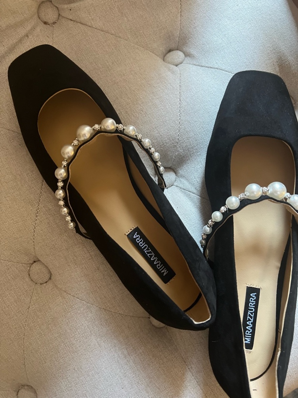 Mira Zzzurra Black Pearl-Embellished Flats